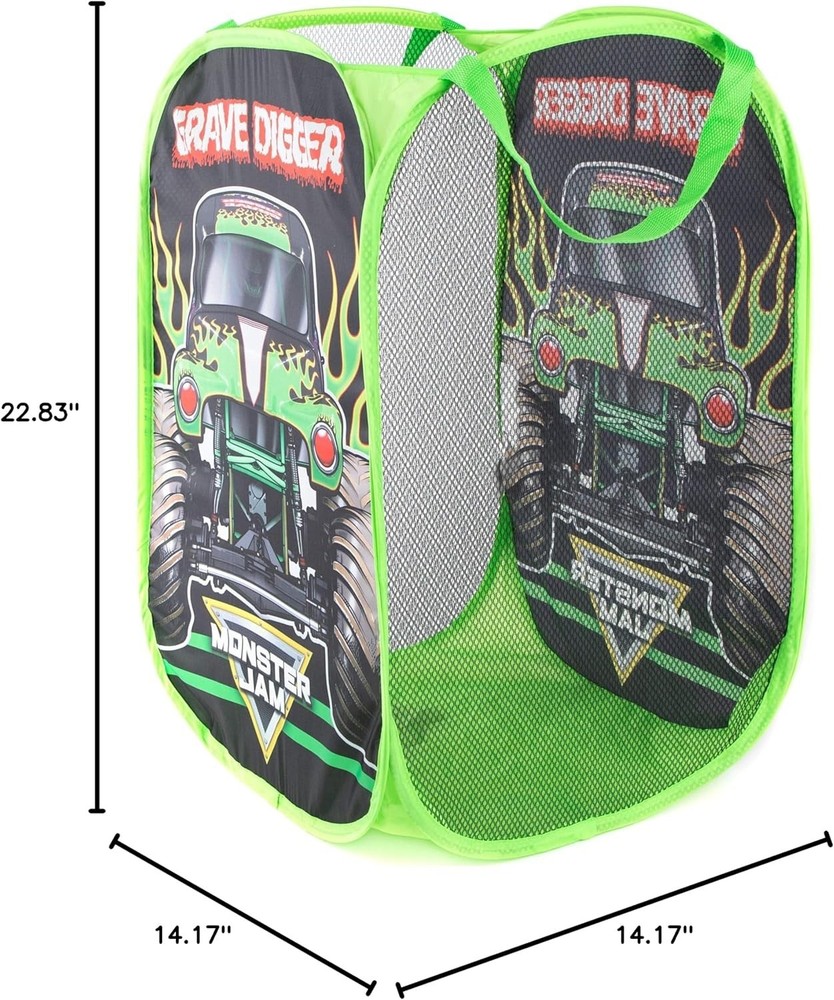Monster Jam Grave Digger Laundry Hamper - Lightweight and Durable for Easy Use