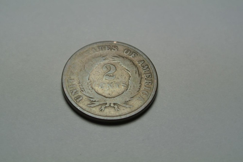 1868 Shield 2, Two Cent W/ Die Break On Obverse - C4491