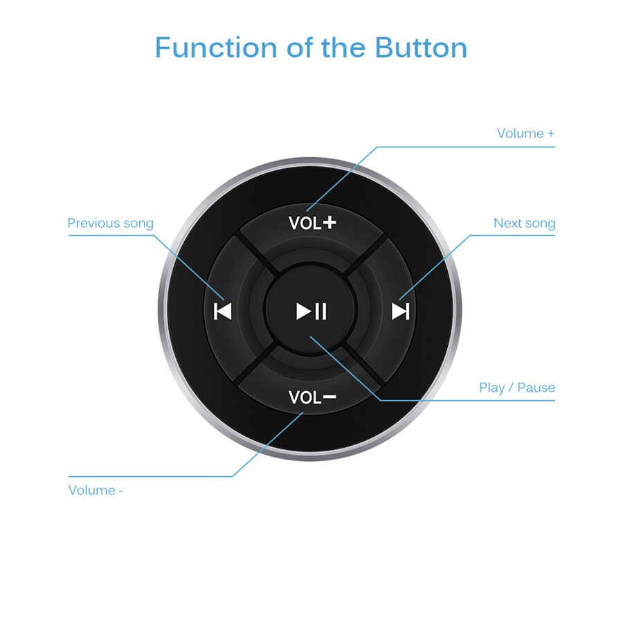 Car Steering Wheel Remote Control Bluetooth Media Button For IOS Android Phone