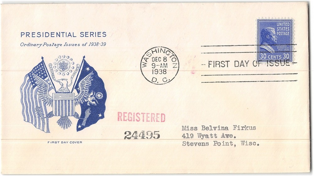 US #830 FDC, 1938
