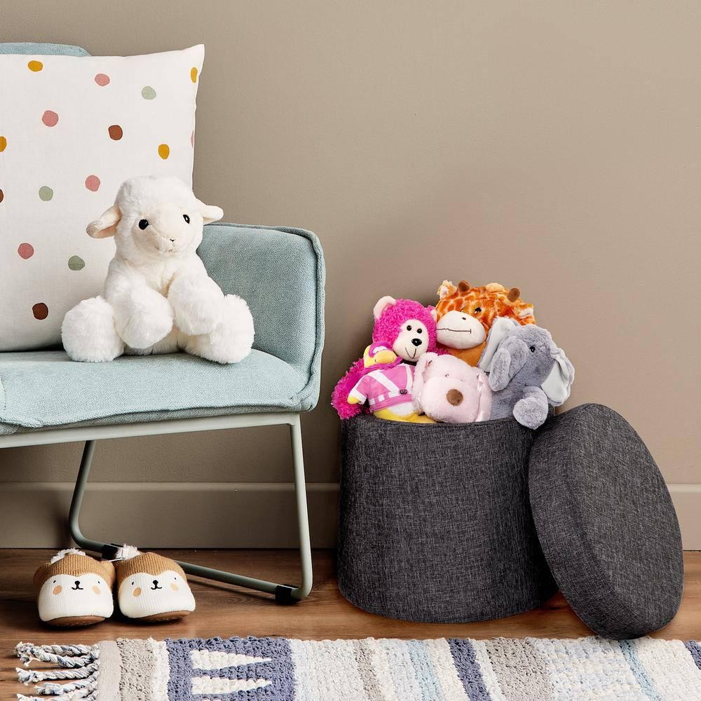 Modern Gray Rocking Wobble Storage Ottoman