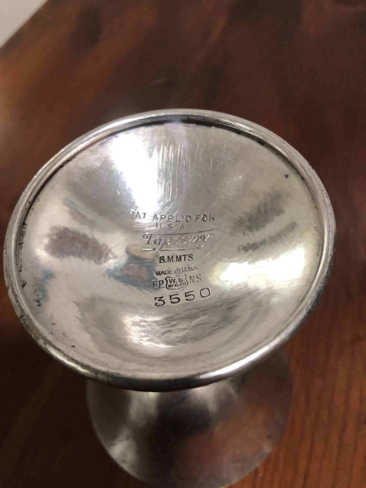 Vintage W.B. MFG Co. Silver Plate Goblet - TAPESTRY - Floral 3550