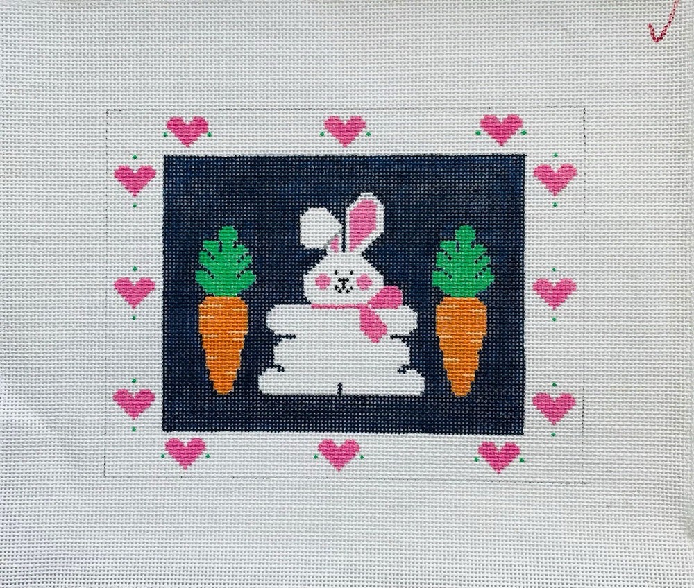HP needlepoint, 13 mesh, Easter Bunny with Hearts
