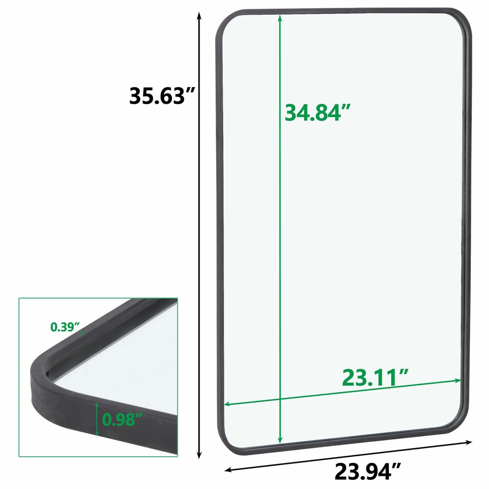 24" x 36" Rectangular Wall Mirror Bathroom Dresser Make-up Mirrors HD Imaging