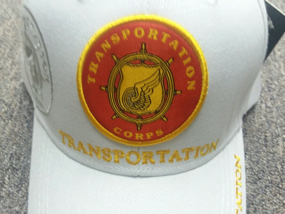 US Army Transportation Military Embroidered White Baseball Cap Side Emblem Hat