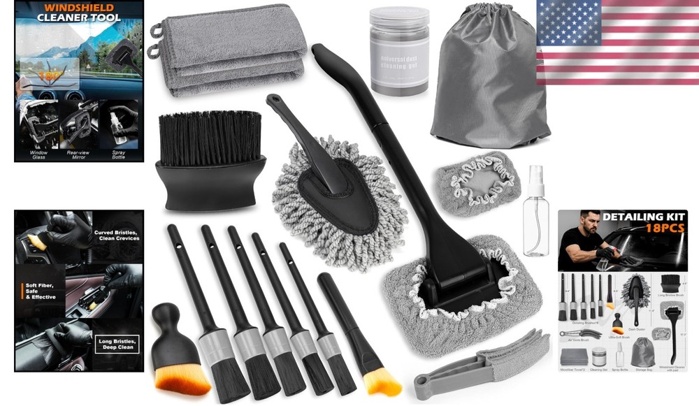 Ultimate Car Windshield & Interior Cleaning Kit - 18-Piece Set for Quick Refresh
