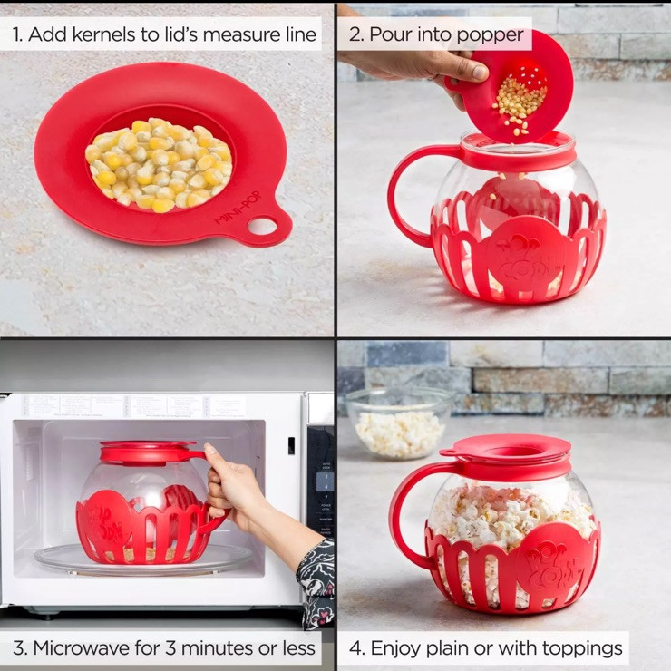 Original Microwave Micro-Pop /Popcorn Popper •Borosilicate Glass