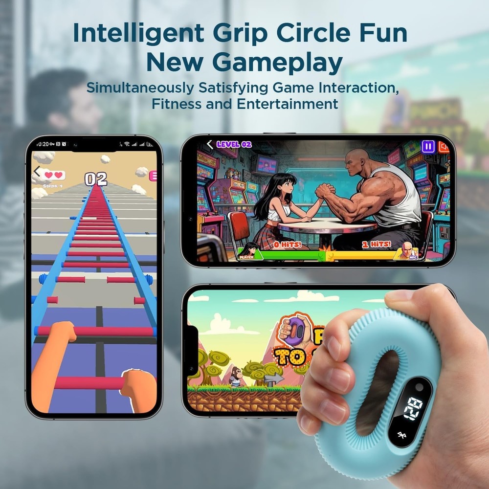 30lb Smart Grip Trainer - Durable Silicone with Interactive Games & HID Browsing