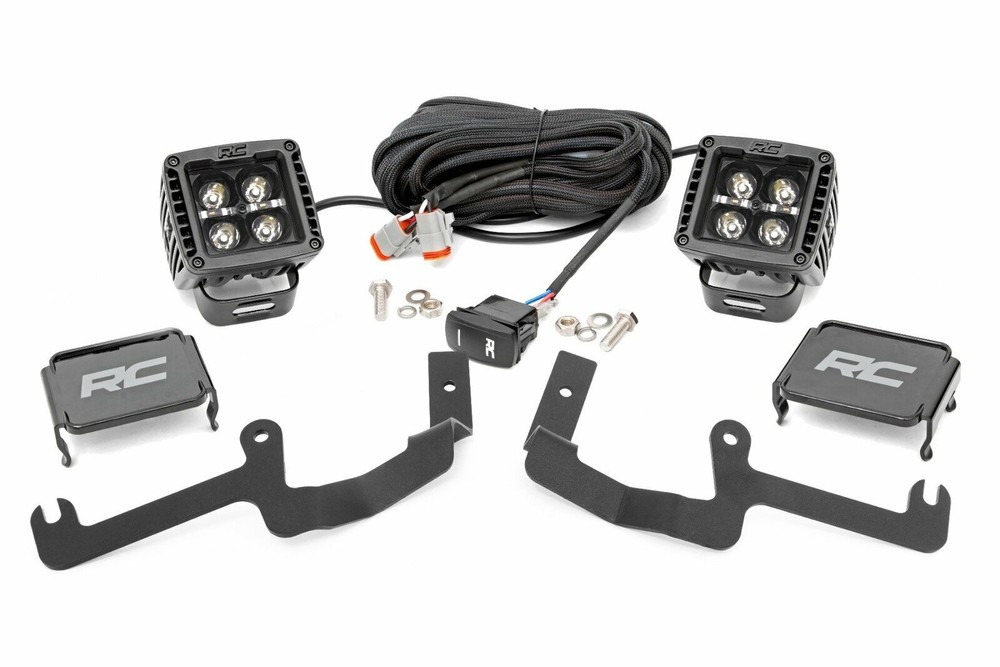 Rough Country Chevy 2" LED Windshield Kit Black Series White DRL 19-20 Silverado