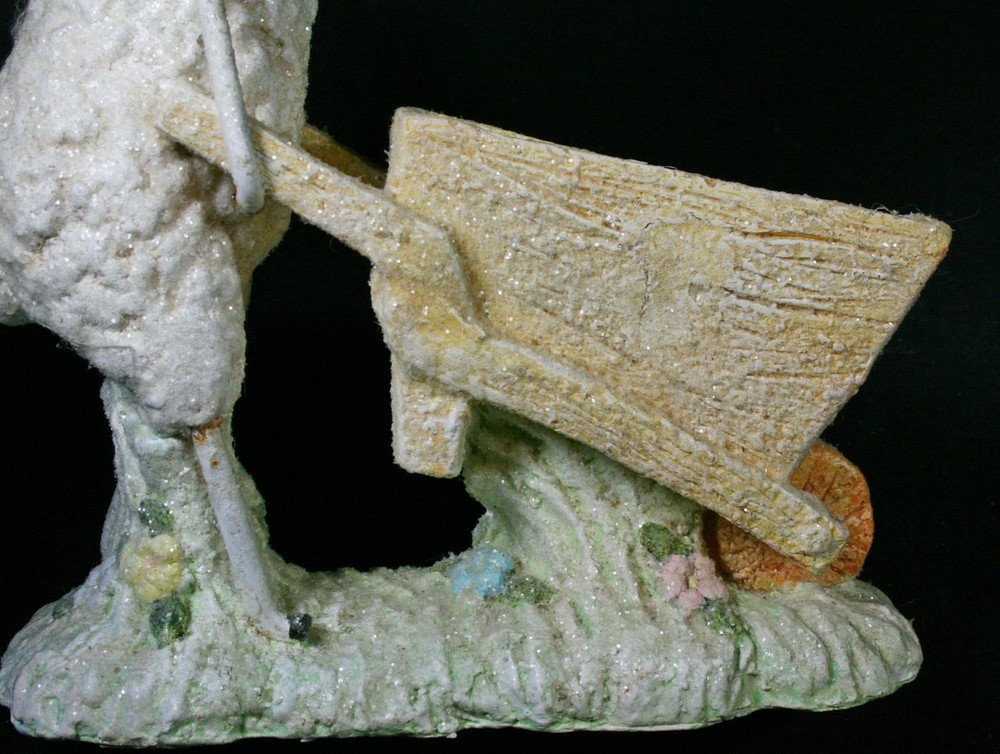 Mache Sheep Pushing Wheelbarrow Easter Spring Planter Or Candy Dish