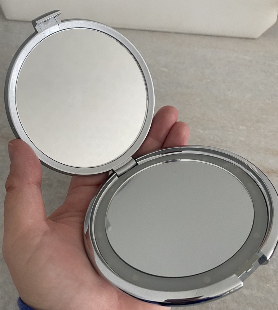 Swarovski Crystal Light Up Compact Mirror Magnification Double Sided