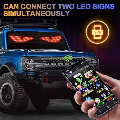 2PCS Synchronized Devil Eyes Light, 15''x4'' Full Color Big Eye Flex 2PCS 15