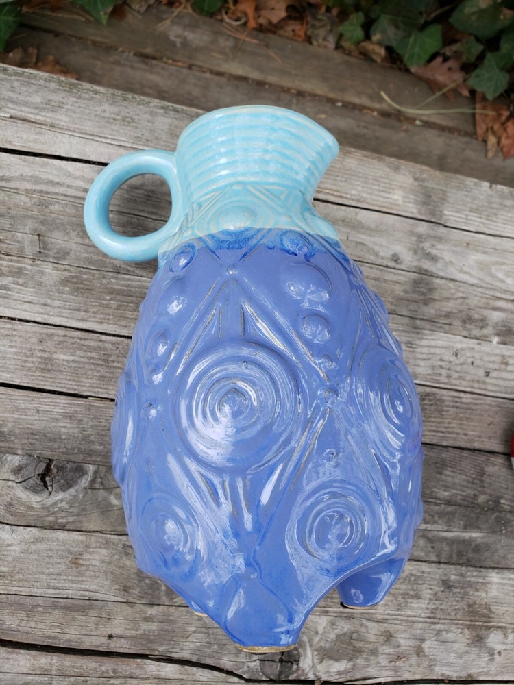 MID CENTURY ABSTRACT FOOTED PITCHER 10" RARE!