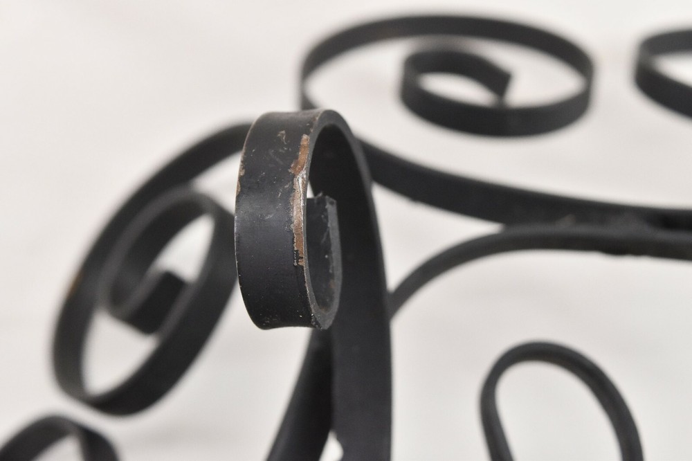 Black Wrought Iron Fruit Basket Footed Bowl Scroll Work Design Rustic Farmhouse