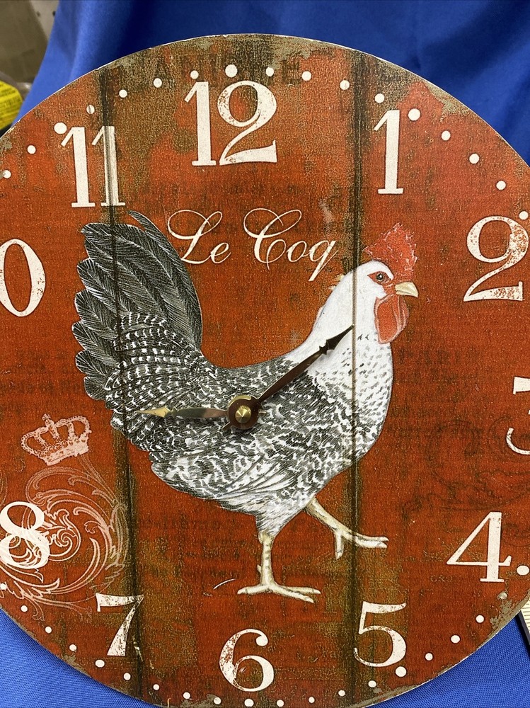 Vintage Wood Clock le Coq