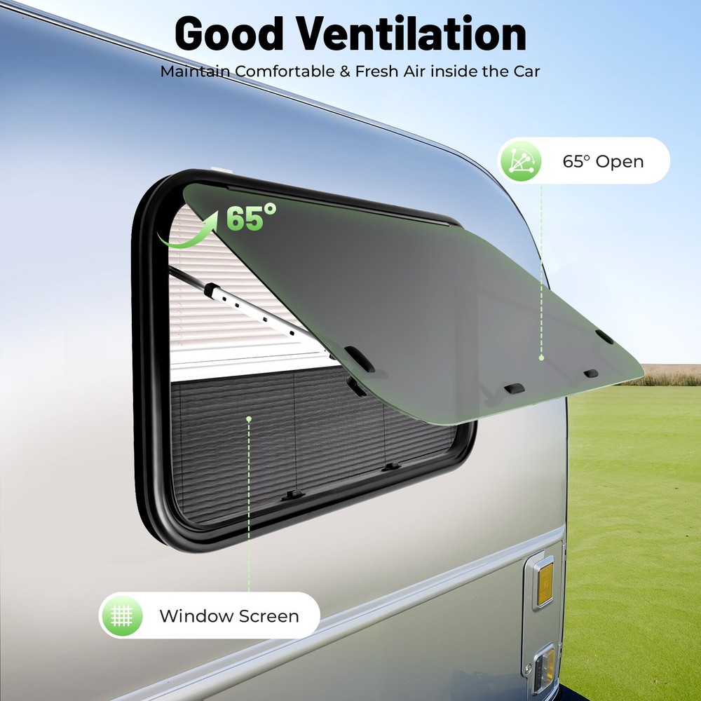 For RVs/Trailers/Pickup Truck 90*55cm RV Push-Out Window 65° Open RV Exit Window