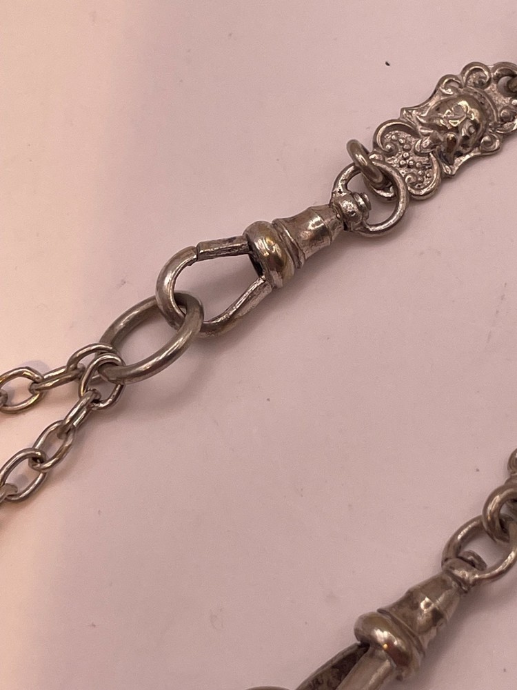 Chatelaine Solid Silver Antique Victorian Continental pin cushion pencil etc