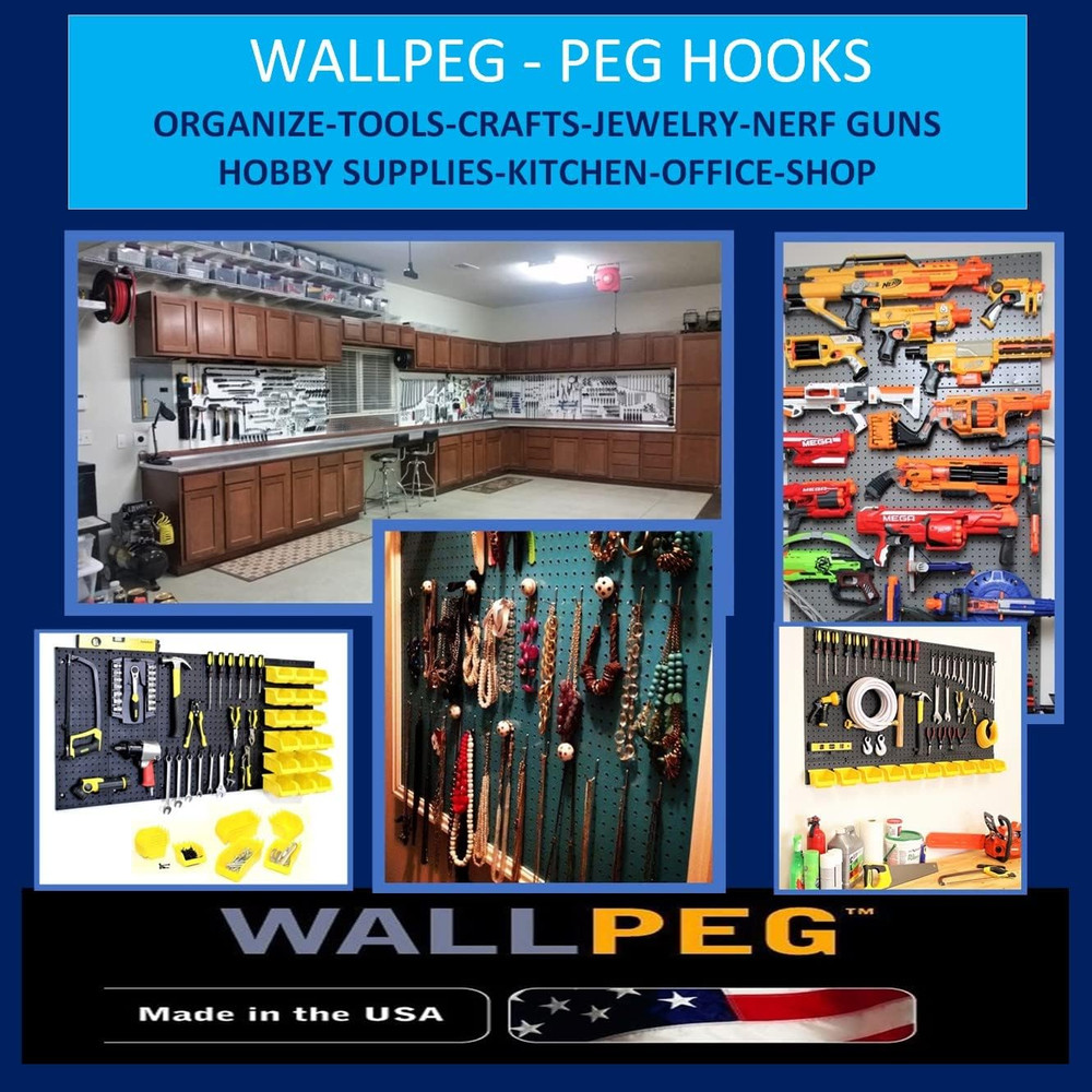 100Pcs Pegboard Accessory Peg Hook Set – Durable, Self-Locking Black 1/4" J-Styl