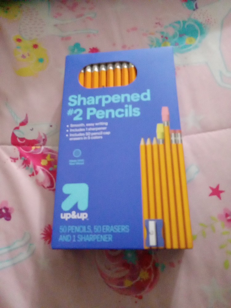 Up&Up Sharpened #2 Pencils 50-Pack + 50 Erasers & 1 Sharpener – New Sealed Class