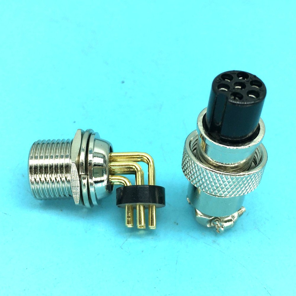 10 set 7 Pin Right angle Aviation Plug Socket Cable Connector GX12 PCB soldering