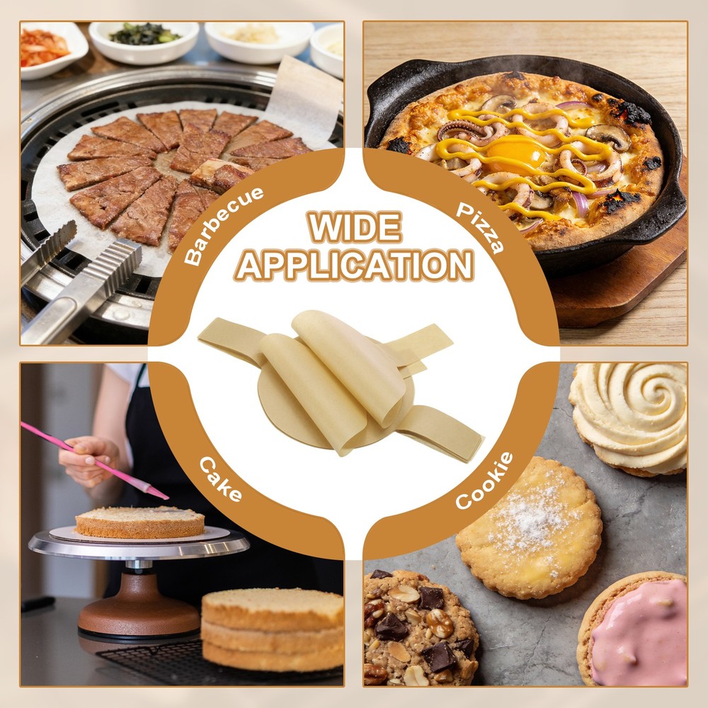 40 Sheets Parchment Paper Rounds, 9" Circle Baking Sheets, Brown