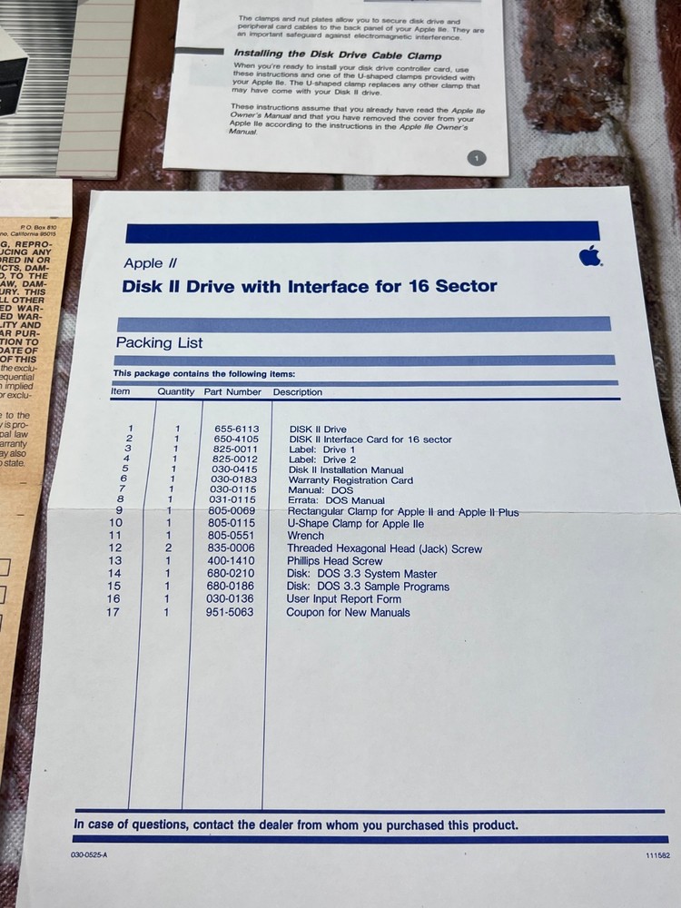 Vintage Apple II Disk II Installation manual