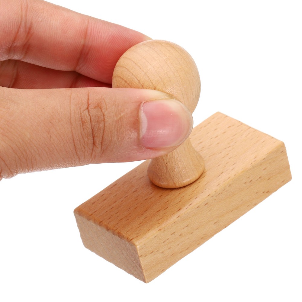 60mm Stamp Wood Square Handle, 4pcs Wooden Knobs Stamp Mounts Drawer Pulls