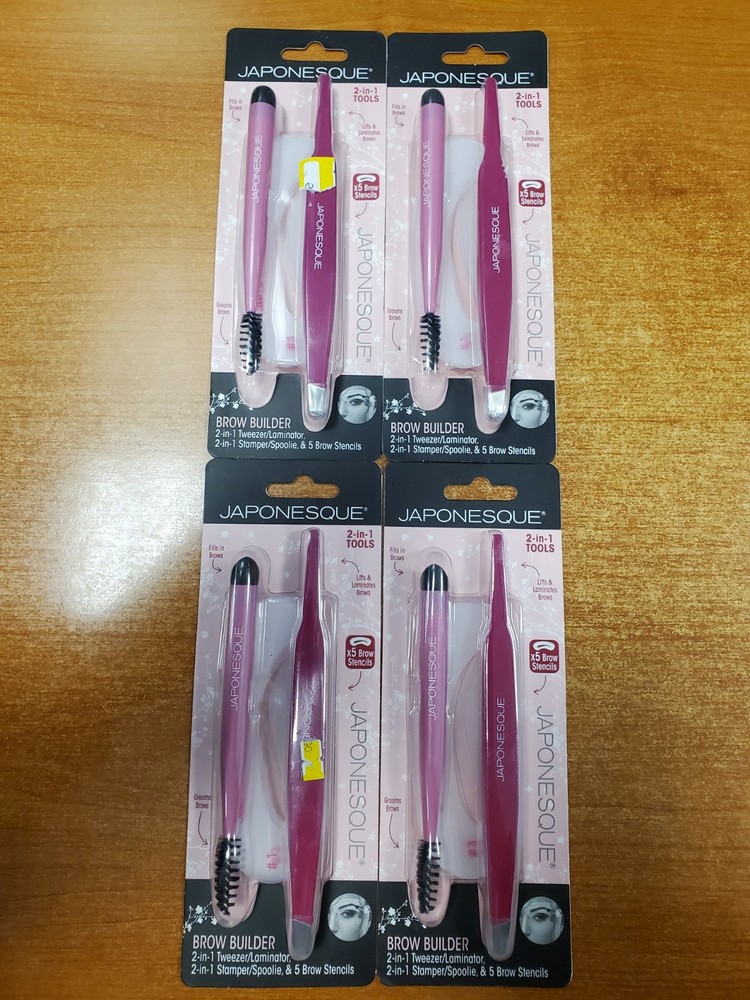 4 Pack: JAPONESQUE Brow Builder Kit 2-in-1 Tools & 5 Stencils (0886) - E9E