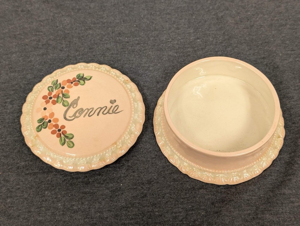 Vintage "Connie" Personalized Pink Ceramic Trinket Box