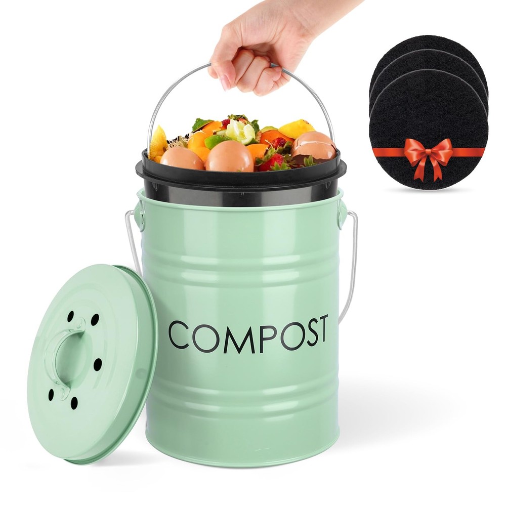 Kitchen Countertop Compost Bin with lid – Small, Includes Inner Compost Bucket L