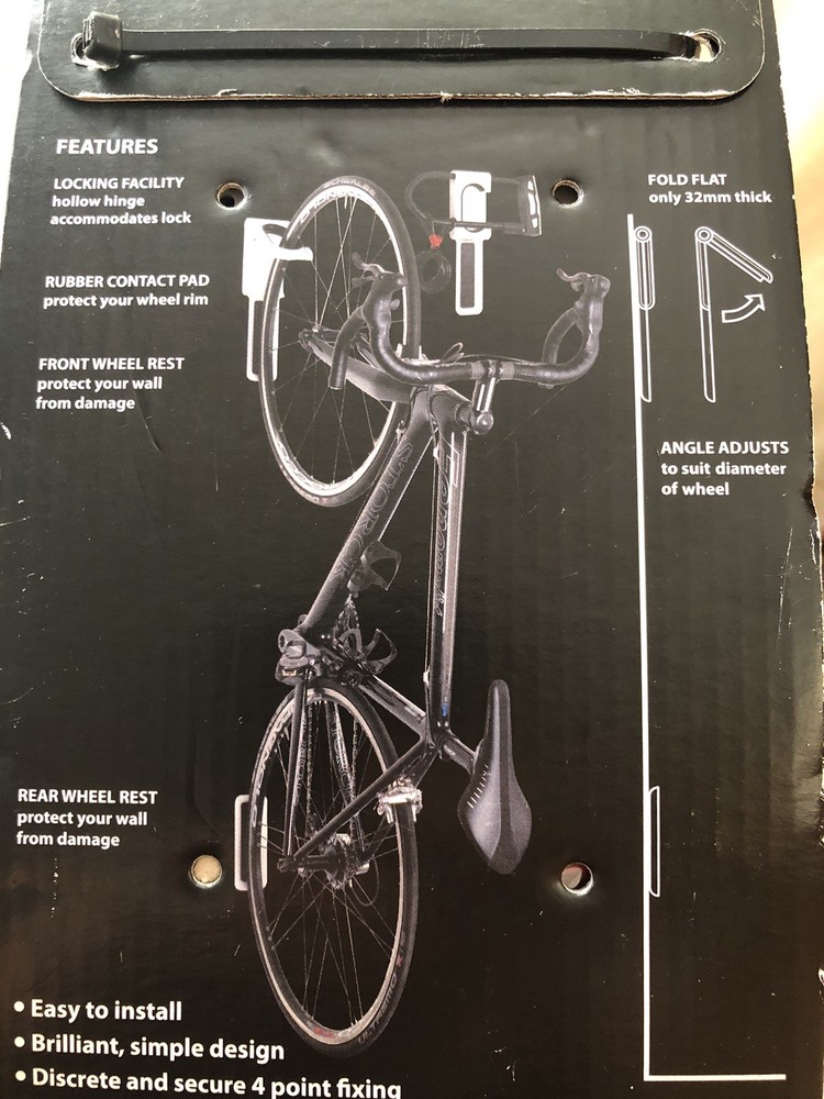 White CYCLOC Endo Vertical Fold Flat Bike Storage Rack NOS