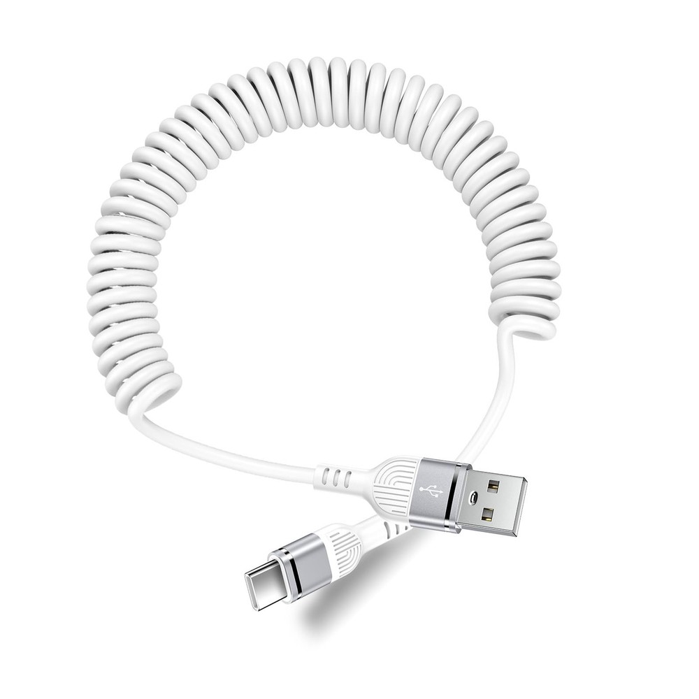 3FT Coiled USB C Cable for iPhone 17 Pro Max/16, [White] A to 3 ft, White