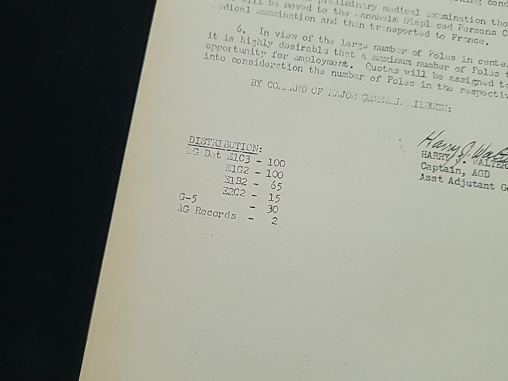 1945 Germany WWII US Army War Military Document Work Programs for Polish Poland