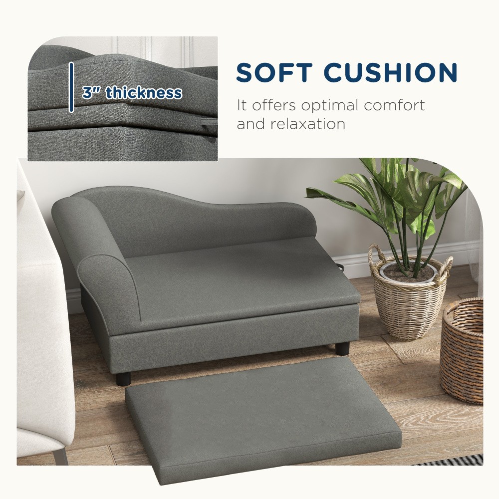 Gray Pet Sofa for Small Dogs With Storage Function