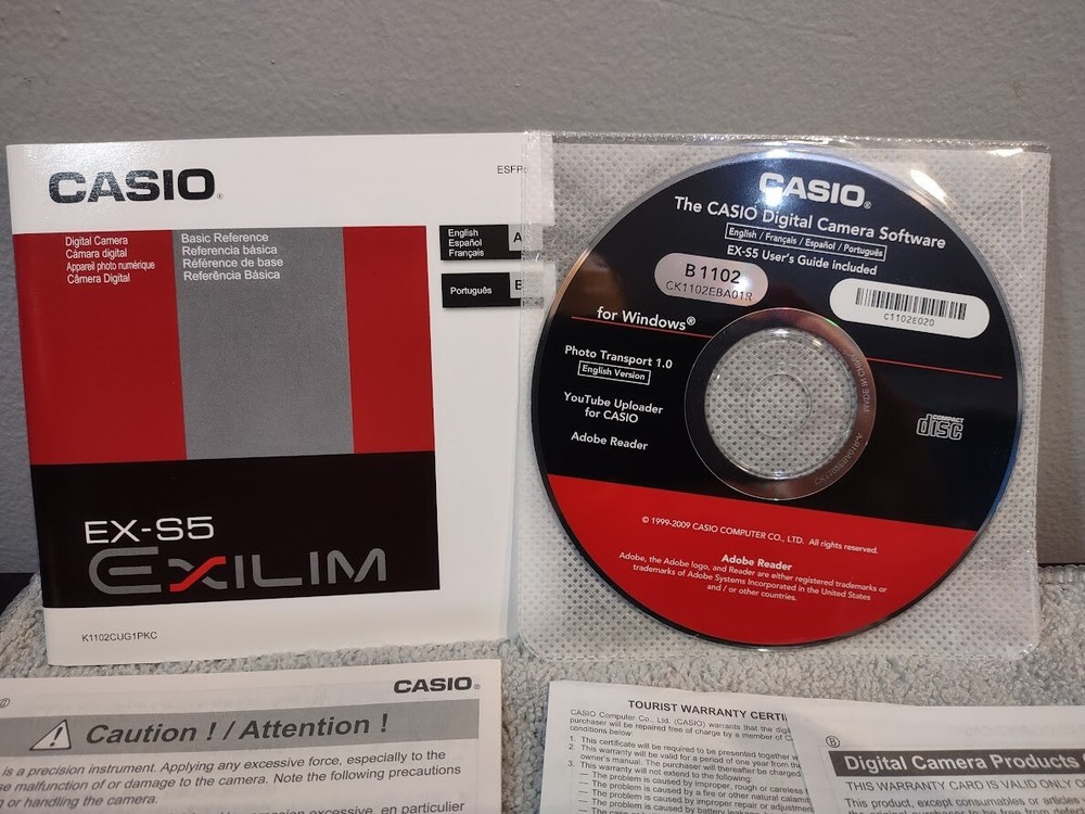 Casio Digital Camera Software CD Disc Windows W/ EX-S5 Guide, EXILIM Manual Docs