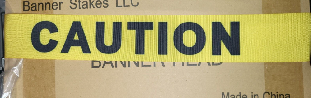 15' Banner Stakes Retractable Belt Barrier Head CAUTION PL4026
