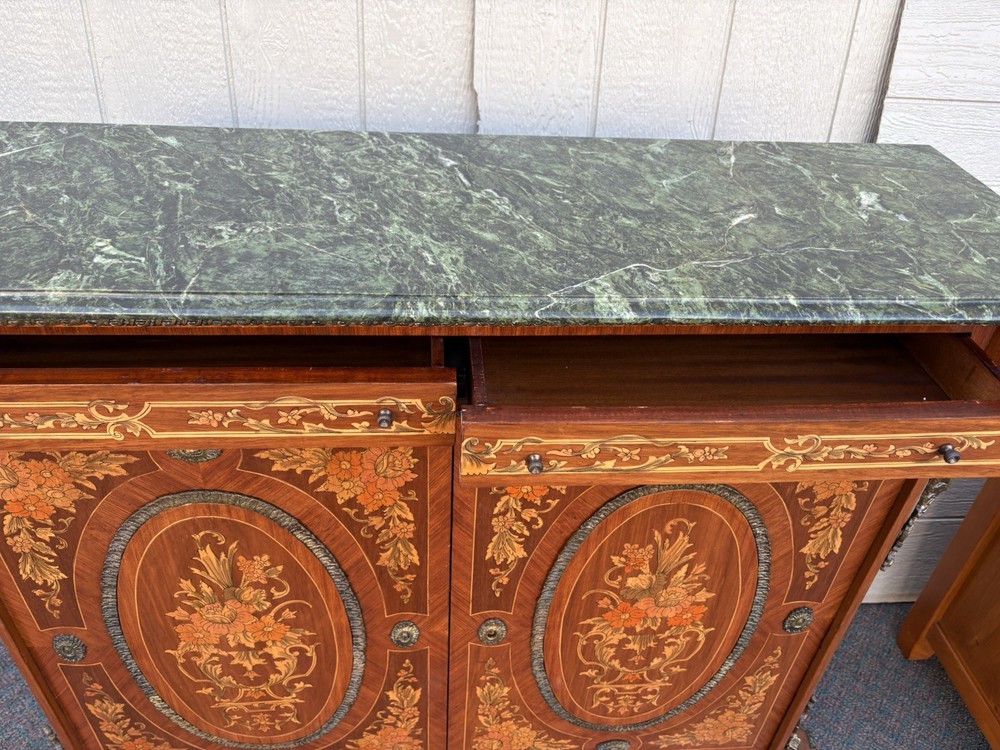 67208 Marble Top Sideboard Server Console Cabinet Stand