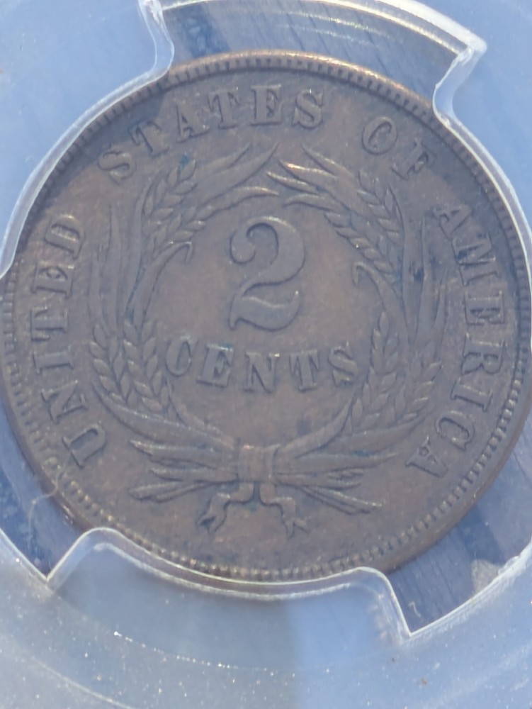 1865 2 cent, PCGS AU58 Chocolate Brown