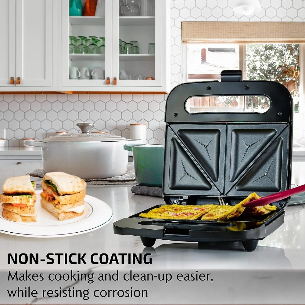 Electric Sandwich Maker with Non-Stick Plates, Indicator Lights