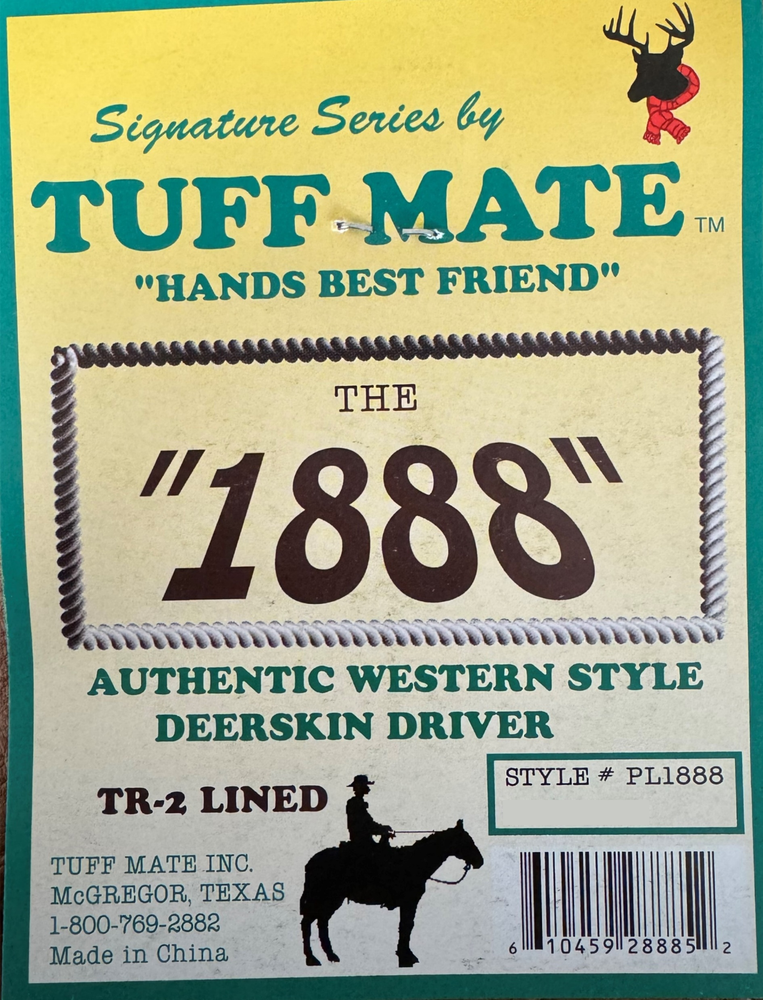 WESTERN STYLE DEERSKIN DRIVER, THE "1888", LINED, XL