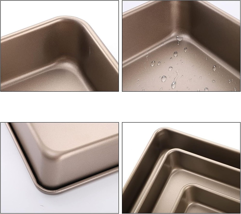 Deep Baking Pan Set (3 Piece Set), Oven Use Nonstick Rectangular Cake Baking Pan