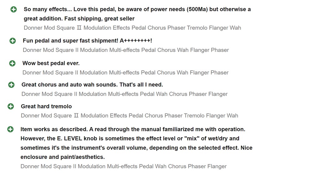 Donner Mod Square II Modulation Multi-effects Pedal Chorus Wah Flanger Phaser