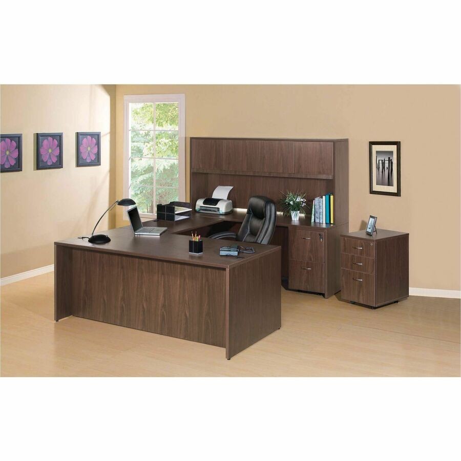 Lorell LLR69969 Walnut Laminate Credenza Shell 72"x24"x29.5"