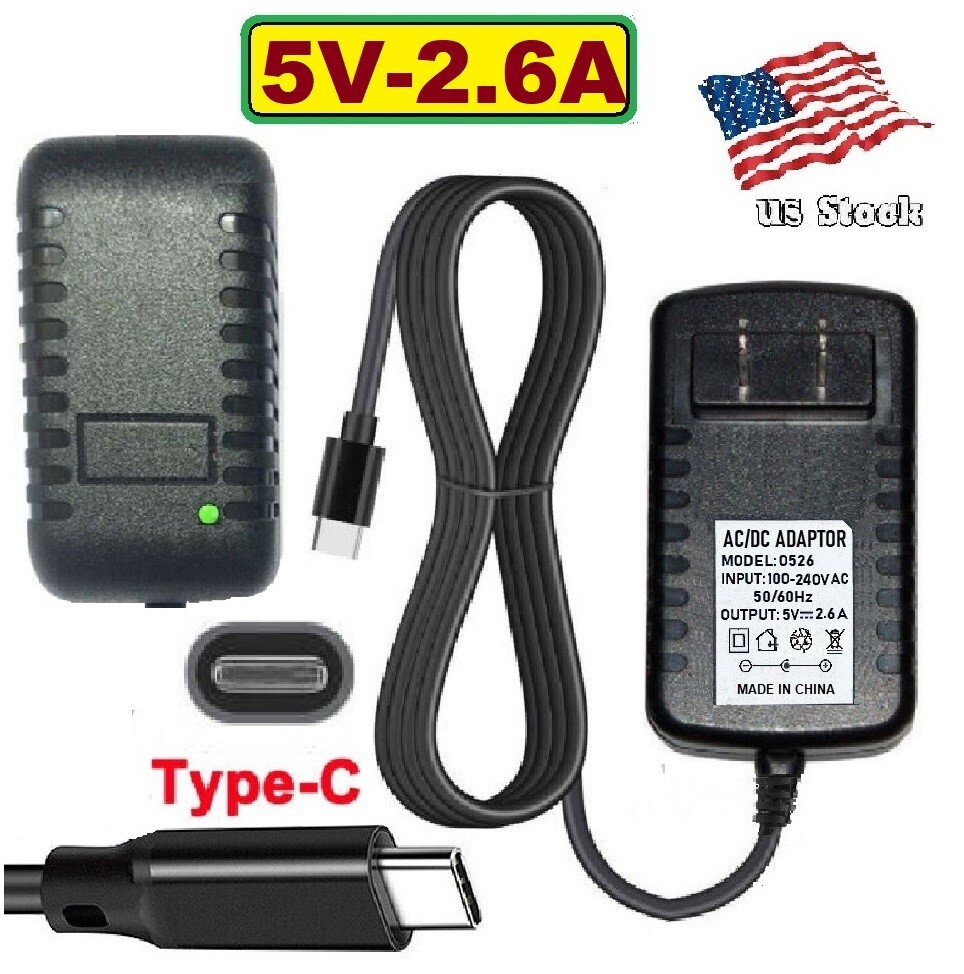 5V 2.6A 13W AC/DC Adapter Universal Replacement USB Type-C Charger Power Cable