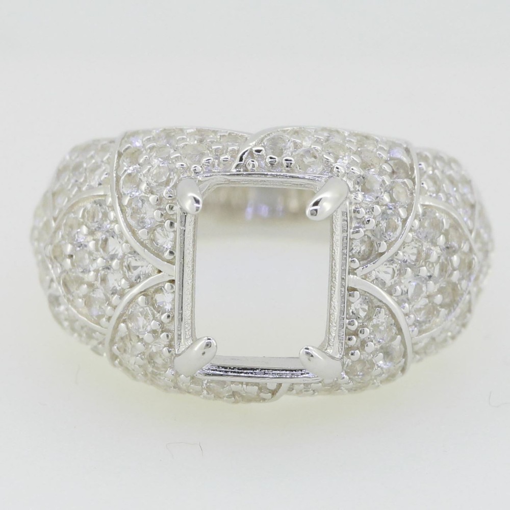 Sterling Silver Semi Mount Ring Setting Emerald OCT 10x8mm