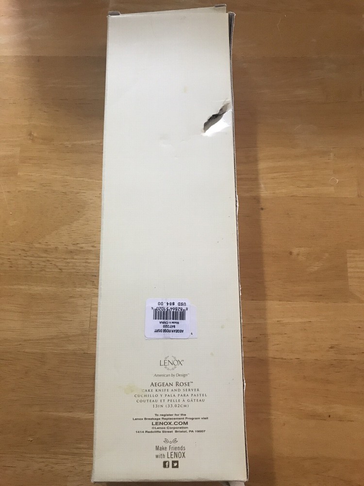 LENOX AEGEAN ROSE Cake Knife And Server NEW (open Box)