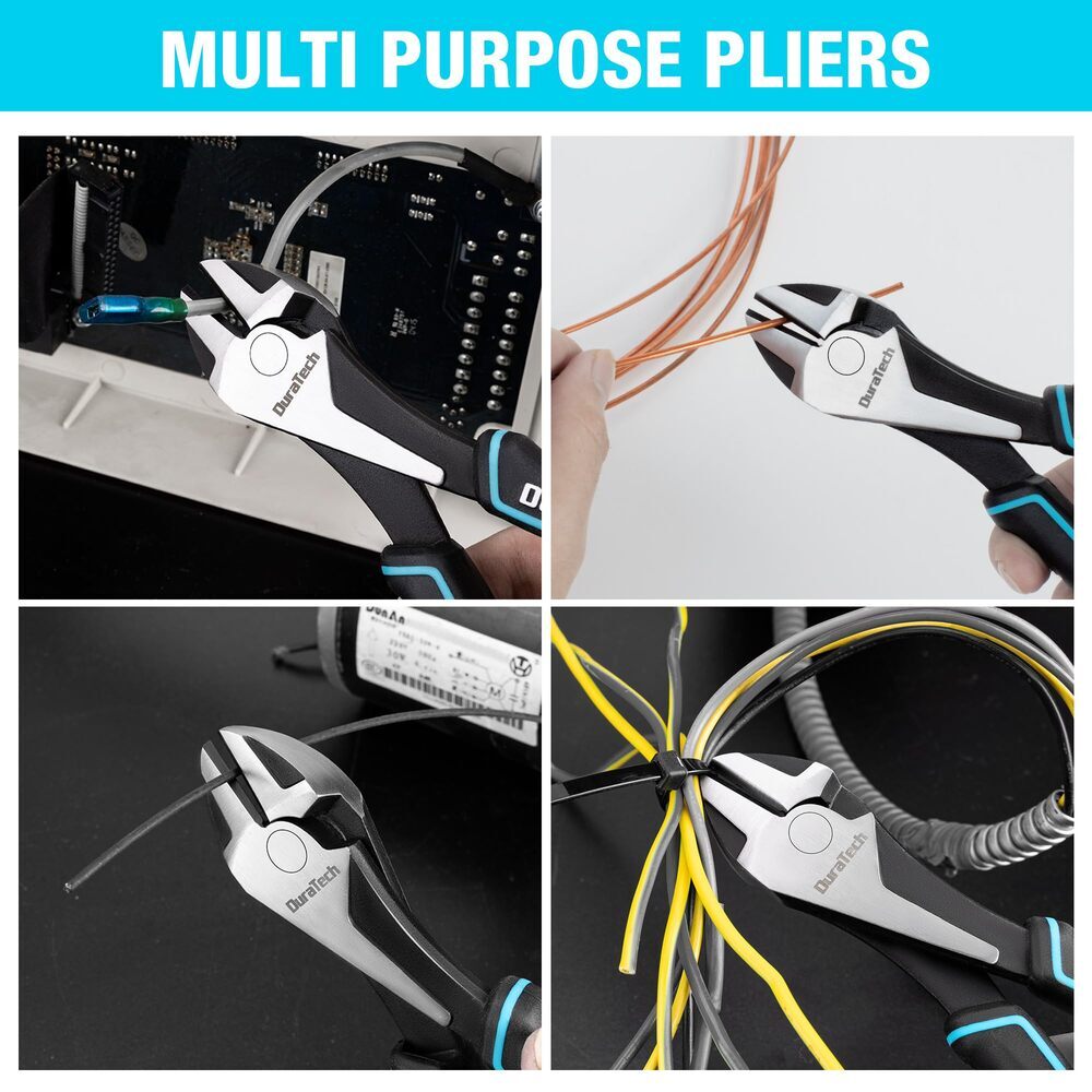 DURATECH 7" High Leverage Diagonal Cutting Plier Cr-Ni Wire Cutters Side Cutters