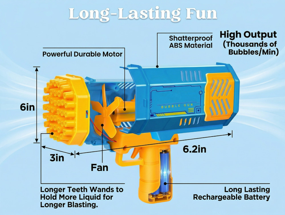 Bubble Gun Bazooka Bubble Machine Gun 40 Hole Bubble Blaster
