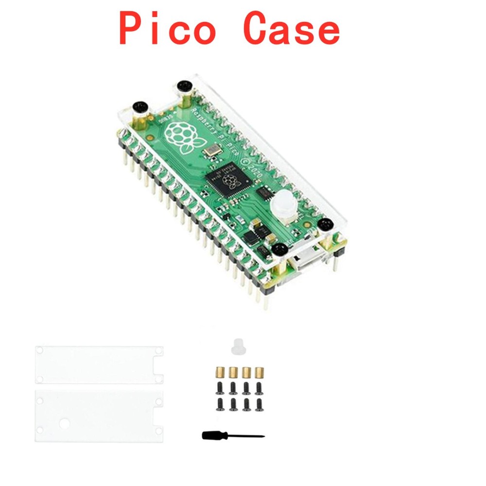 Clear Acrylic Top&Bottom Panel Case With Customs Key Cap for Raspberry Pi Pico D