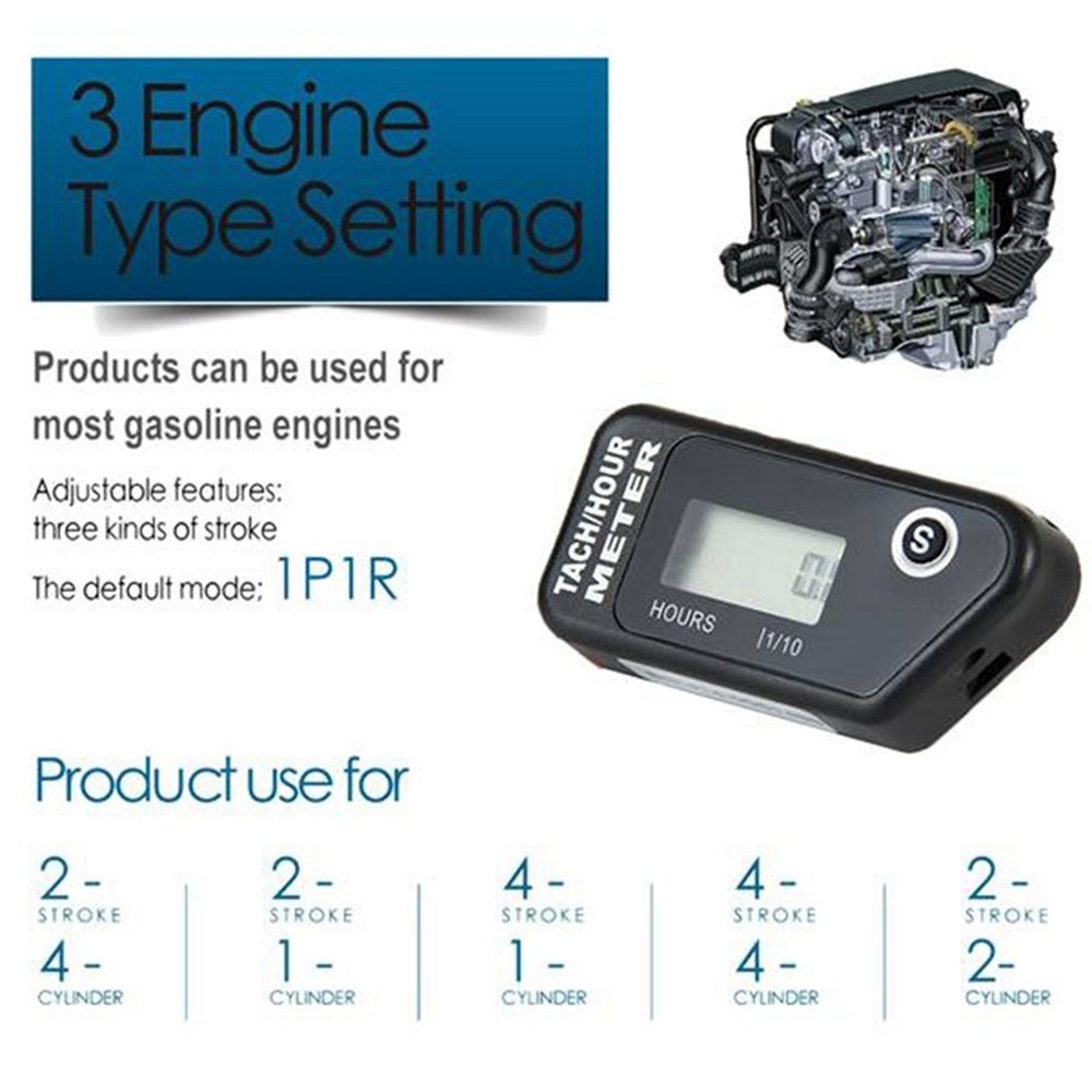 Motorcycle Speed Hour Meter Inductive LCD Digital Accumulative Hour Meter2450